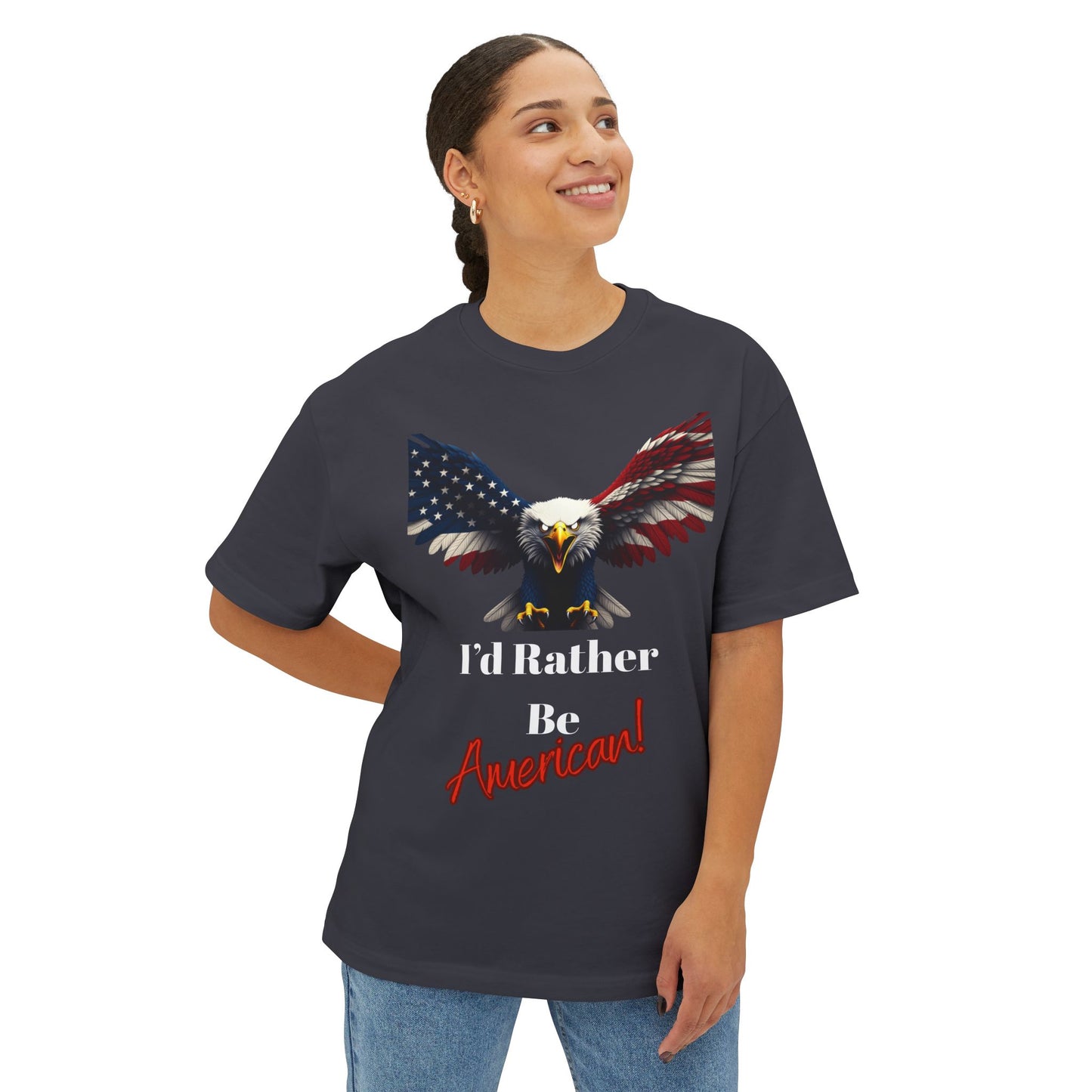 I'd Rather Be American Patriotic Eagle on a Premium Tee