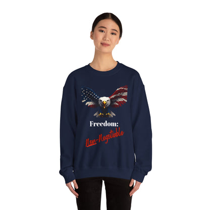 Freedom Non-Negotiable Patriotic Eagle text on a Crewneck Sweatshirt