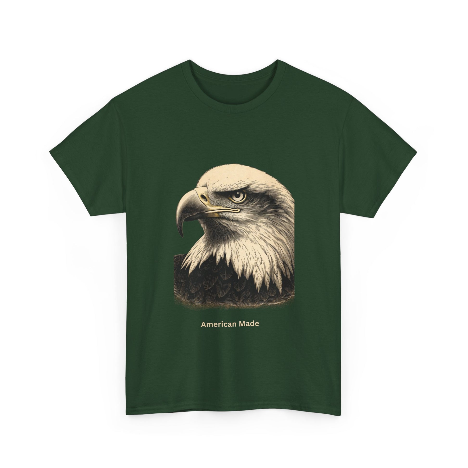 Engraved Eagle - American Made - muted text on the bottom of a Heavyweight T-shirt