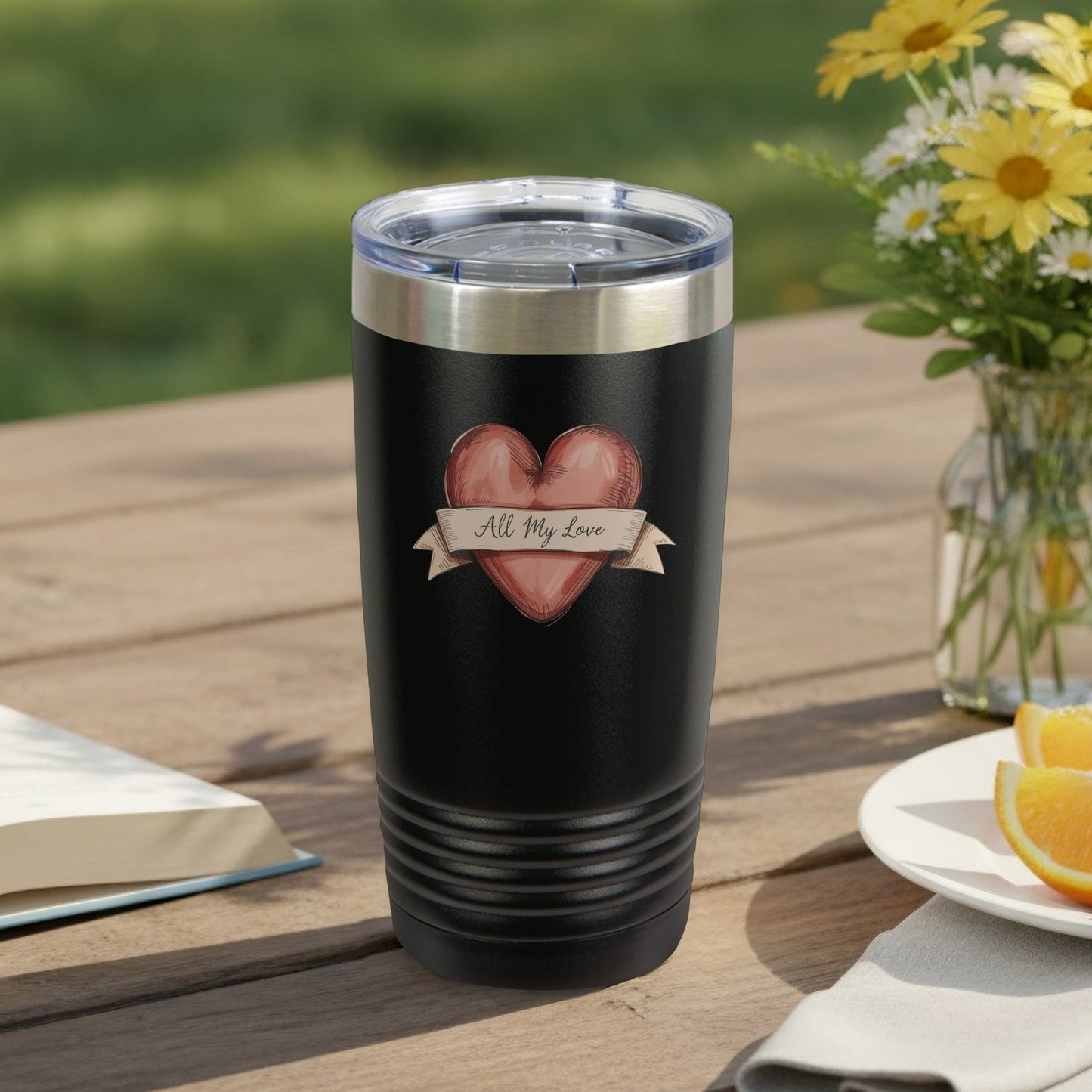 Insulated Tumbler with Heart All My Love Design