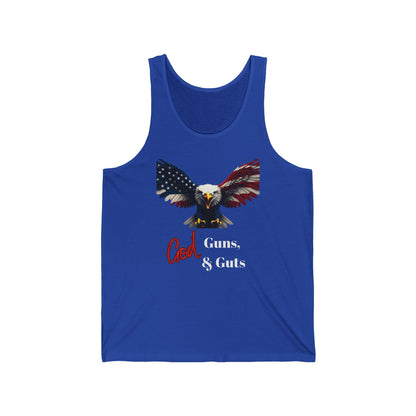 God Guns & Guts Patriotic Eagle on a Premium Tank Top