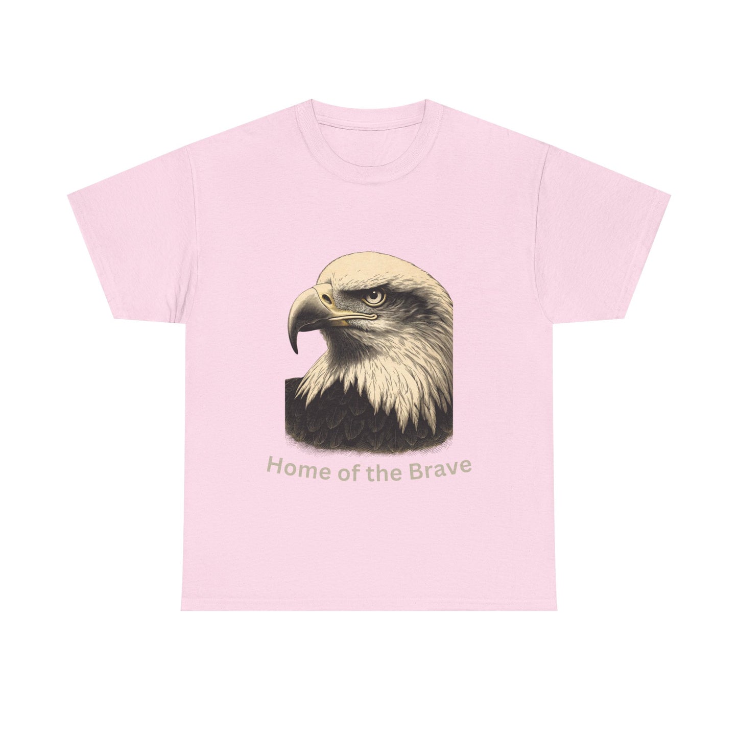 Engraved Eagle - Home of the Brave - text on the bottom of a Heavyweight T-shirt