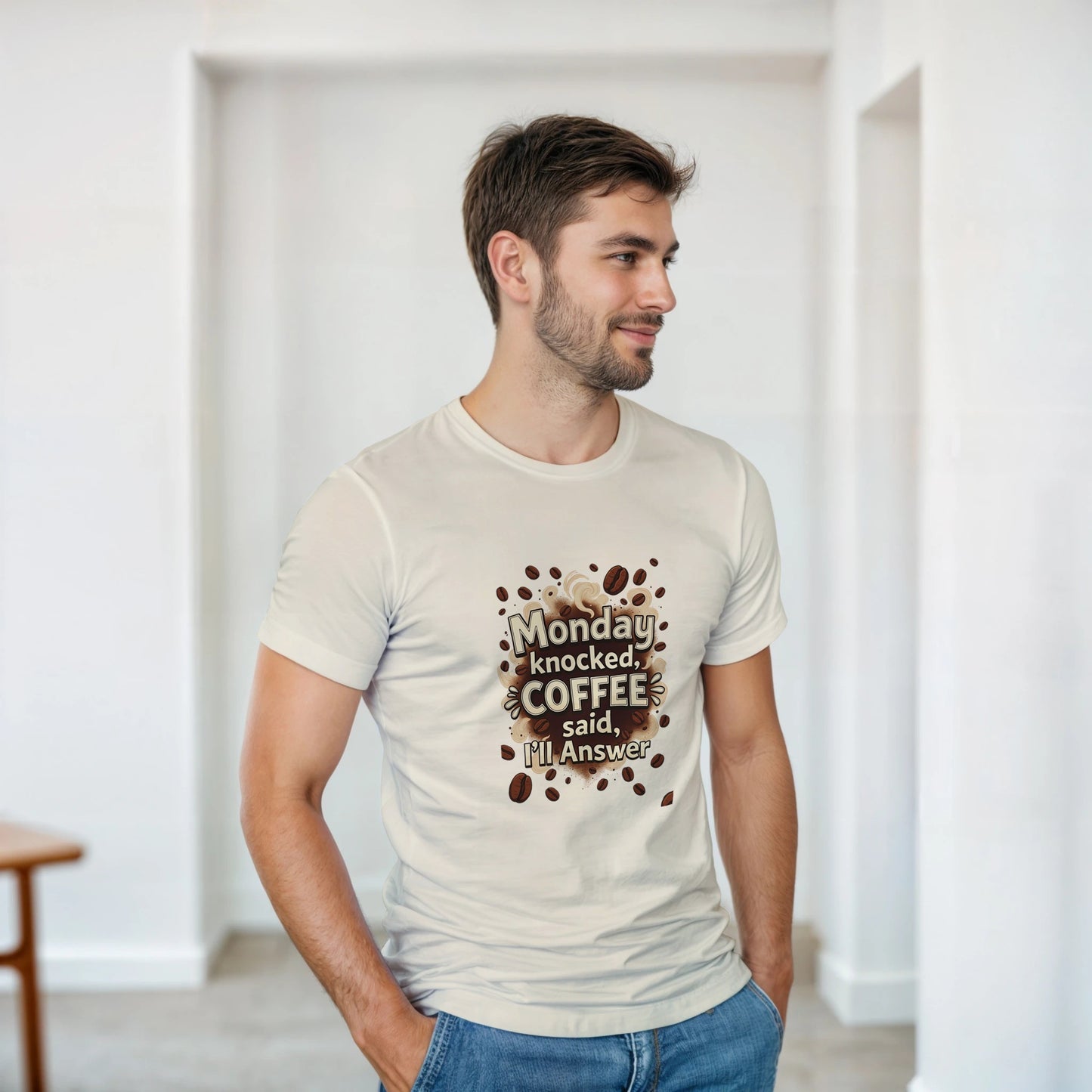 Monday Knocked, Coffee Answered on a Heavyweight Coffee Lover T on a Shirt