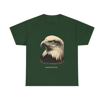 Engraved Eagle - Land of the Free - muted text on the bottom of a Heavyweight T-shirt