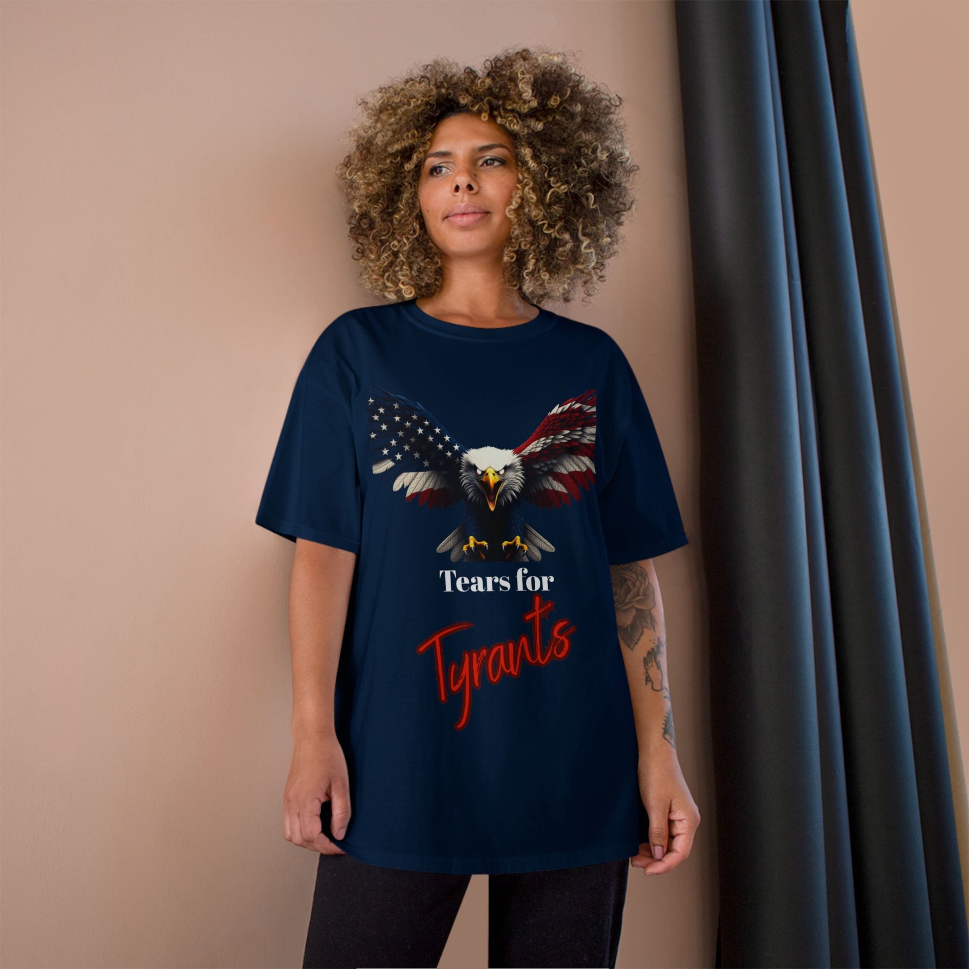 Tears For Tyrants Patriotic Eagle on a Champion T-shirt