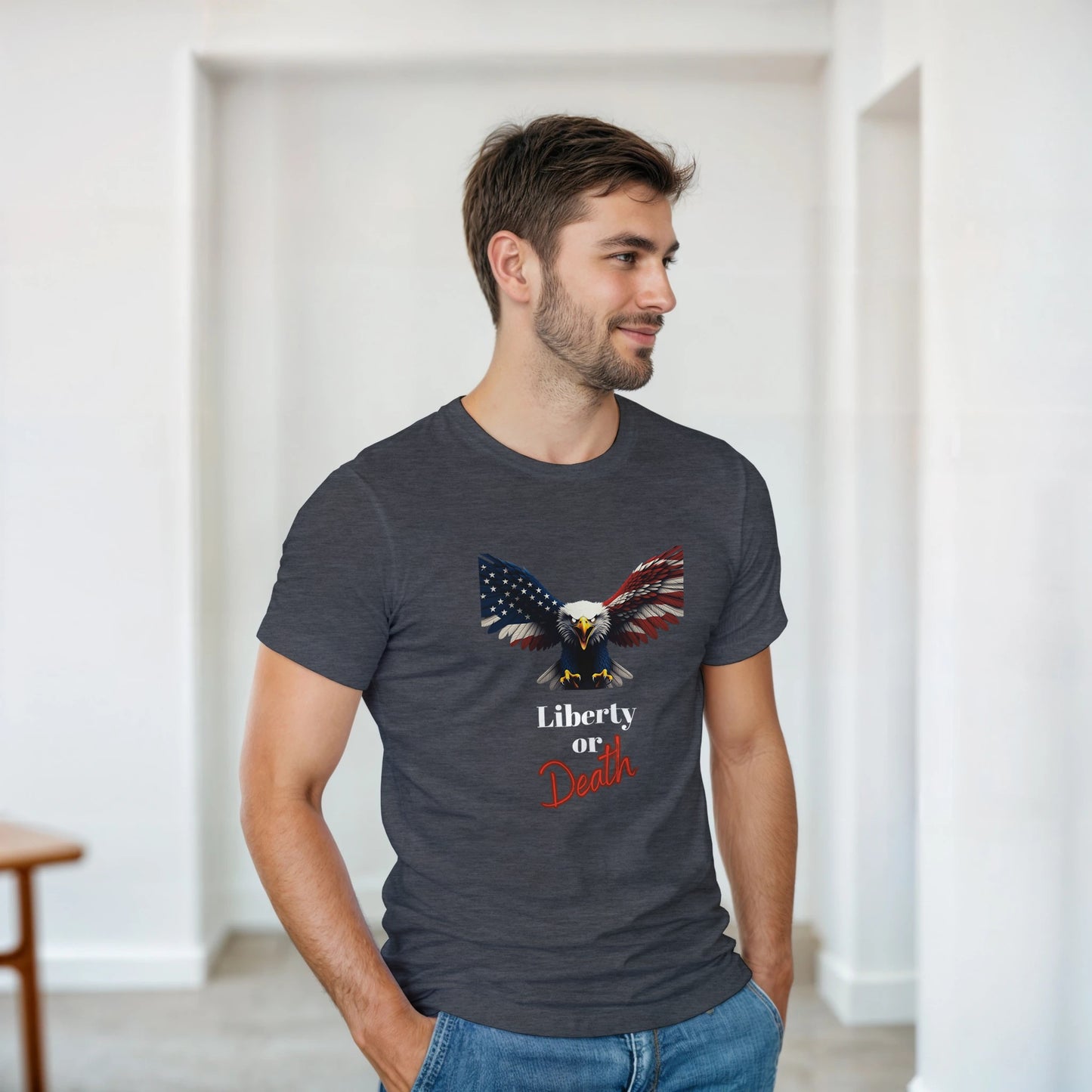Liberty Or Death Patriotic Eagle on a Heavyweight T-shirt