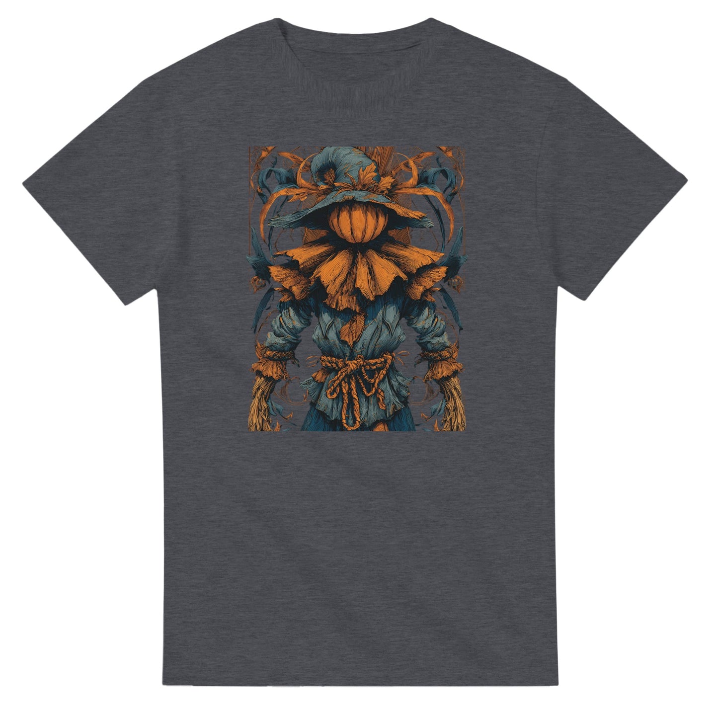 Autumn Harvest Scarecrow on a Heavyweight T-shirt