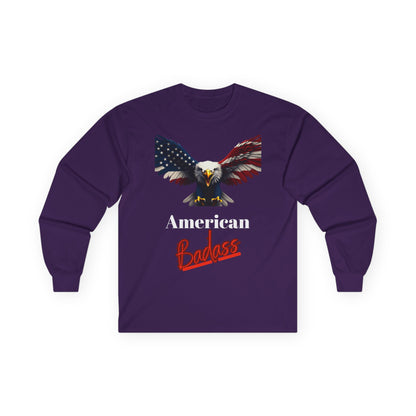 American Badass Patriotic Eagle on a long sleeve tee