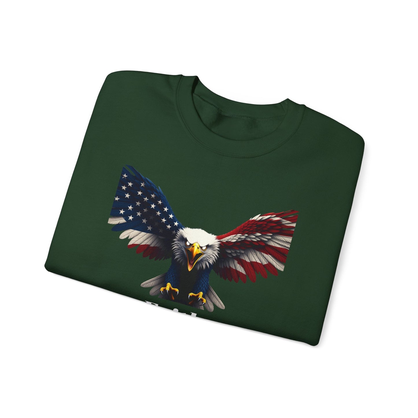 Faith. Family. Freedom Patriotic Eagle text on a Crewneck Sweatshirt