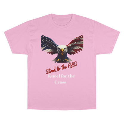 Stand For The Flag Kneel For The Cross Patriotic Eagle on a Champion T-shirt
