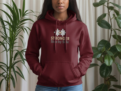 Stronger Side by Side Hoodie with Puzzle Graphic