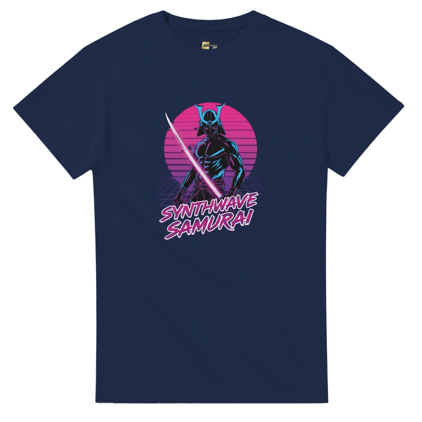 Synthwave Samurai graphic design on a Heavyweight T-shirt