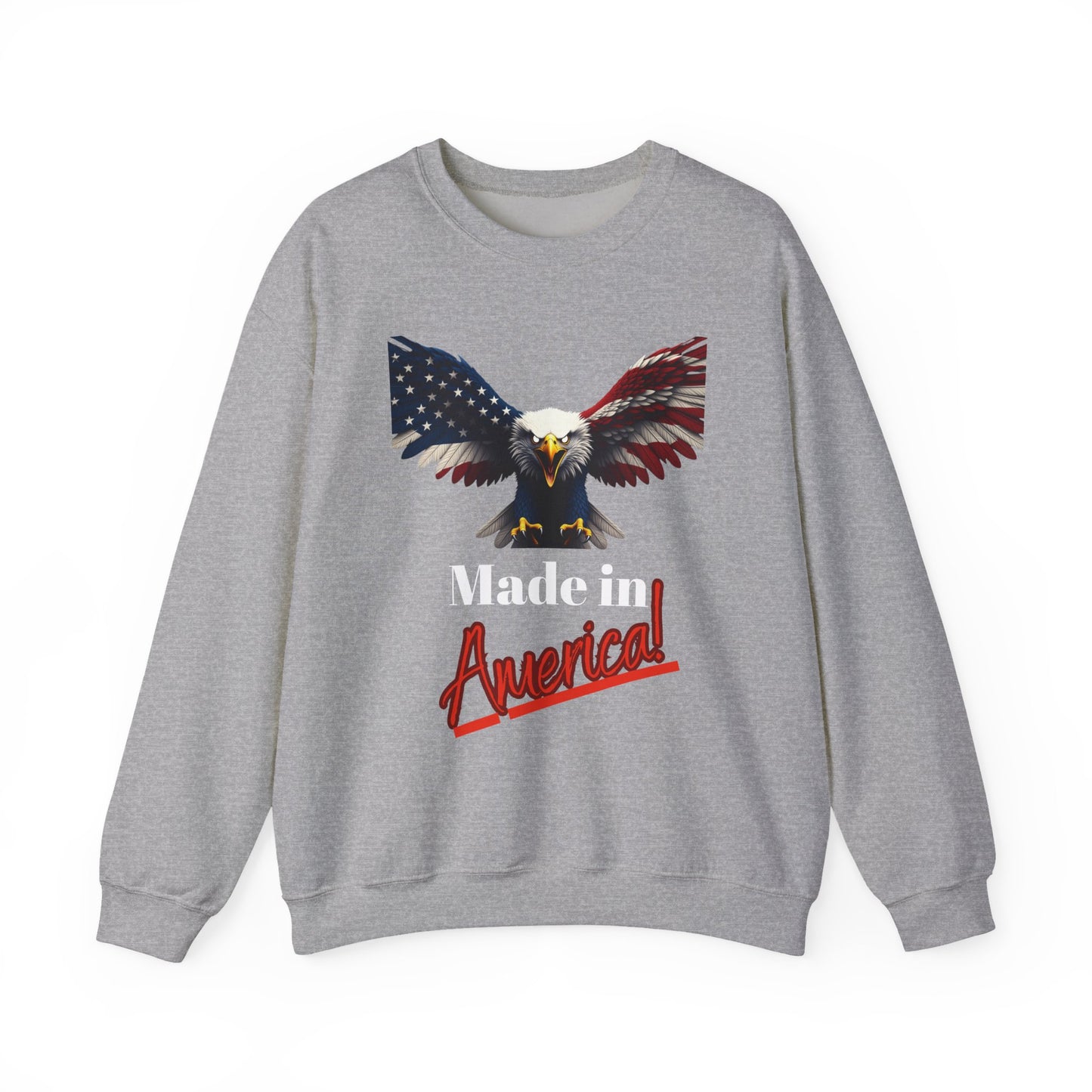 Made In America Patriotic Eagle text on a Crewneck Sweatshirt
