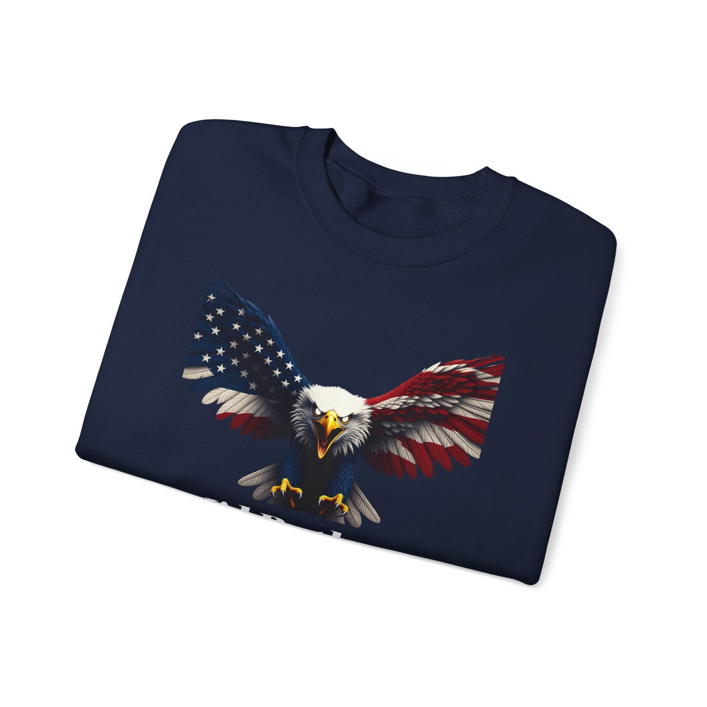 I'd Rather Be American Patriotic Eagle text on a Crewneck Sweatshirt