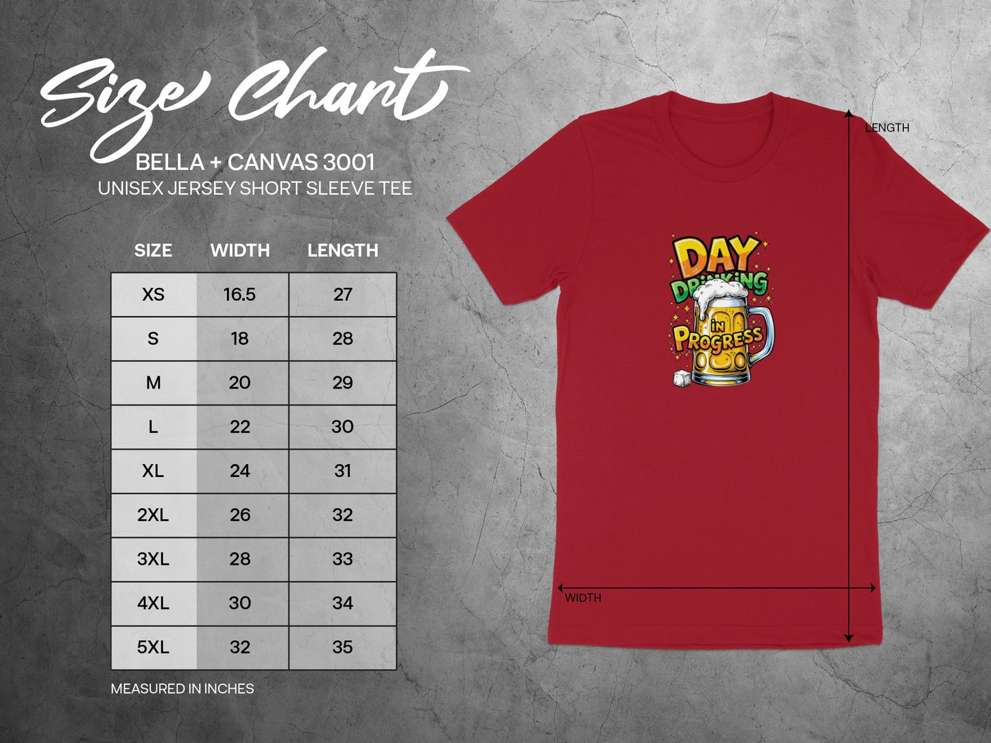 Day Drinking In Progress Shirt Size Chart Available