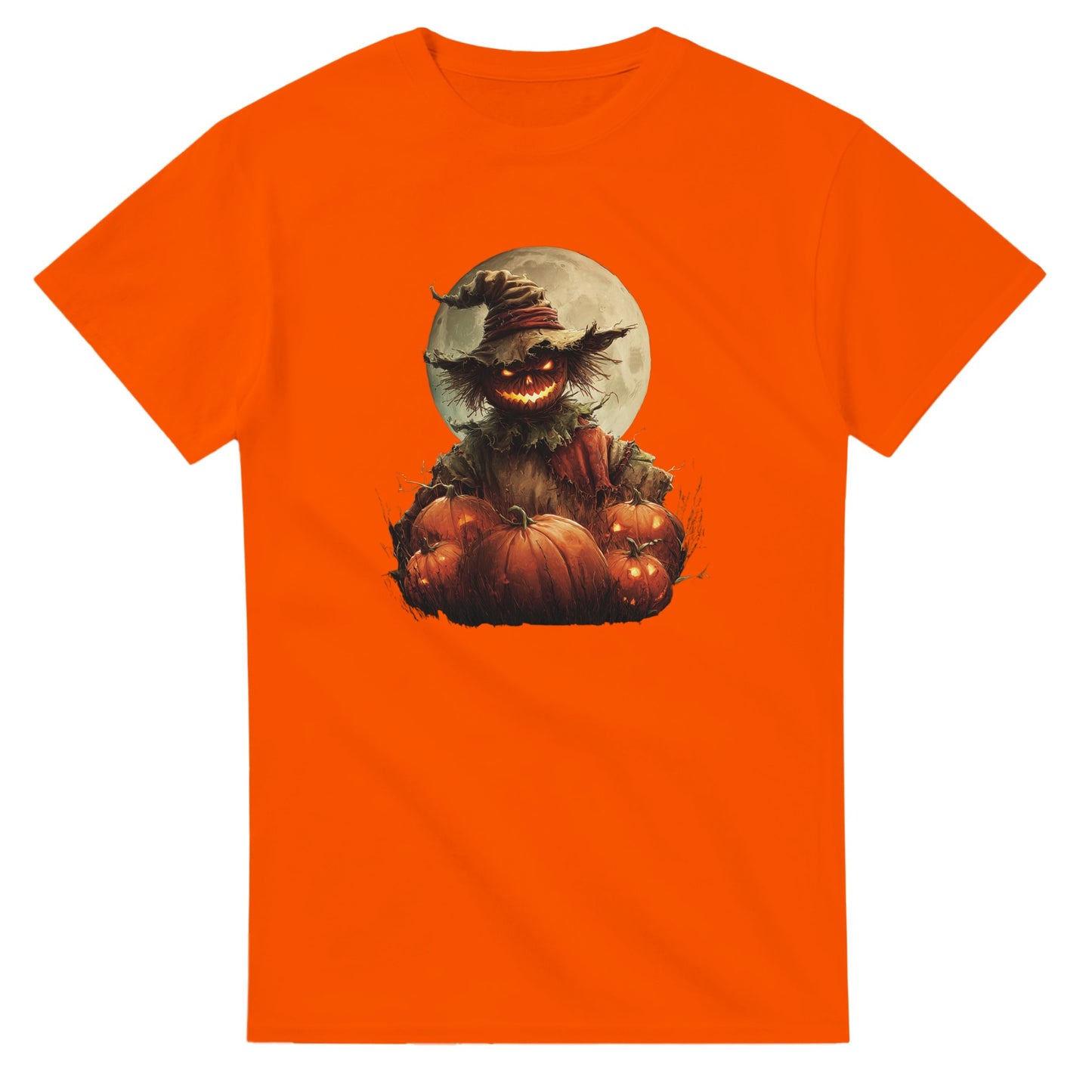 Spooky Scarecrow & Jack-O'-Lantern on a Heavyweight T-shirt