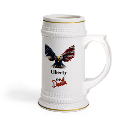 Liberty Or Death Patriotic Eagle on a 22oz Ceramic Beer Stein