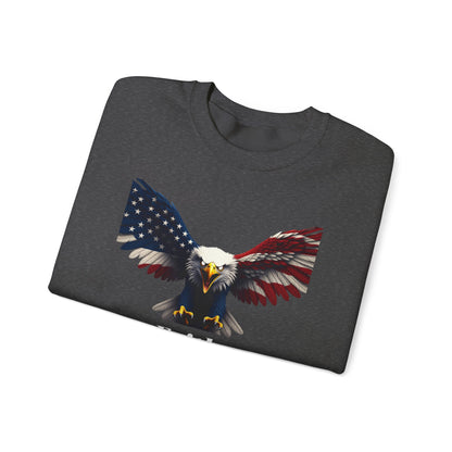 Faith. Family. Freedom Patriotic Eagle text on a Crewneck Sweatshirt