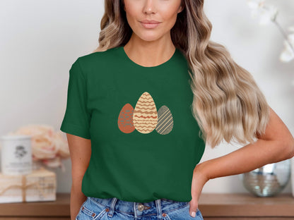 Dark Green Easter Eggs Decorated Design T-Shirt product type
Easter egg shirt
Holiday tee
Spring apparel
Egg design
Women's top
Casual shirt
Green t-shirt
Festive top
Easter outfit
Unique egg print
Graphic tee
Boho Easter
Ladies t-shirt
Spring fashion
Seasonal top
Gift for her
Cute Easter shirt
Patterned eggs
Comfortable tee
Everyday style