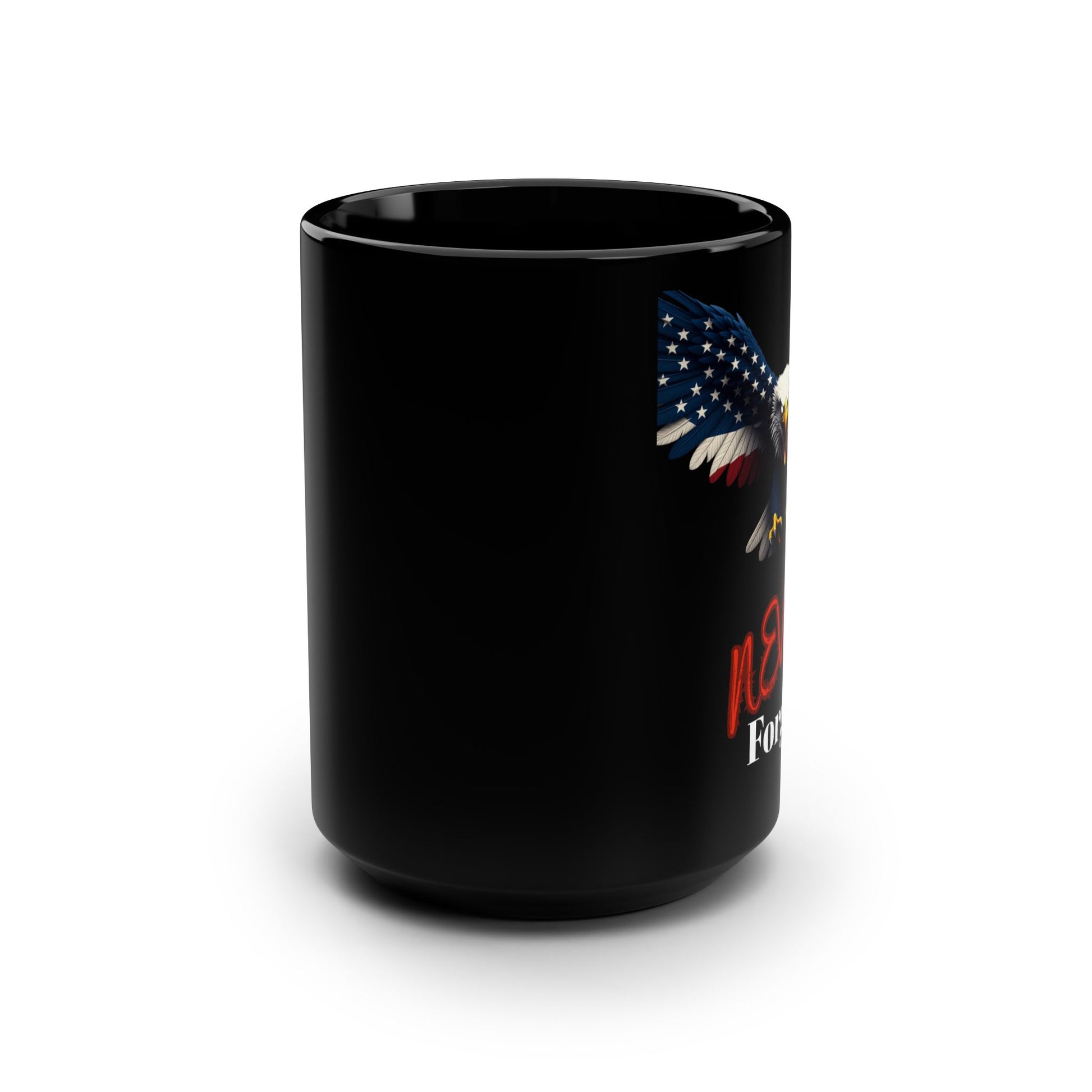 Patriotic Eagle Never Forget on a Black Mug 15oz