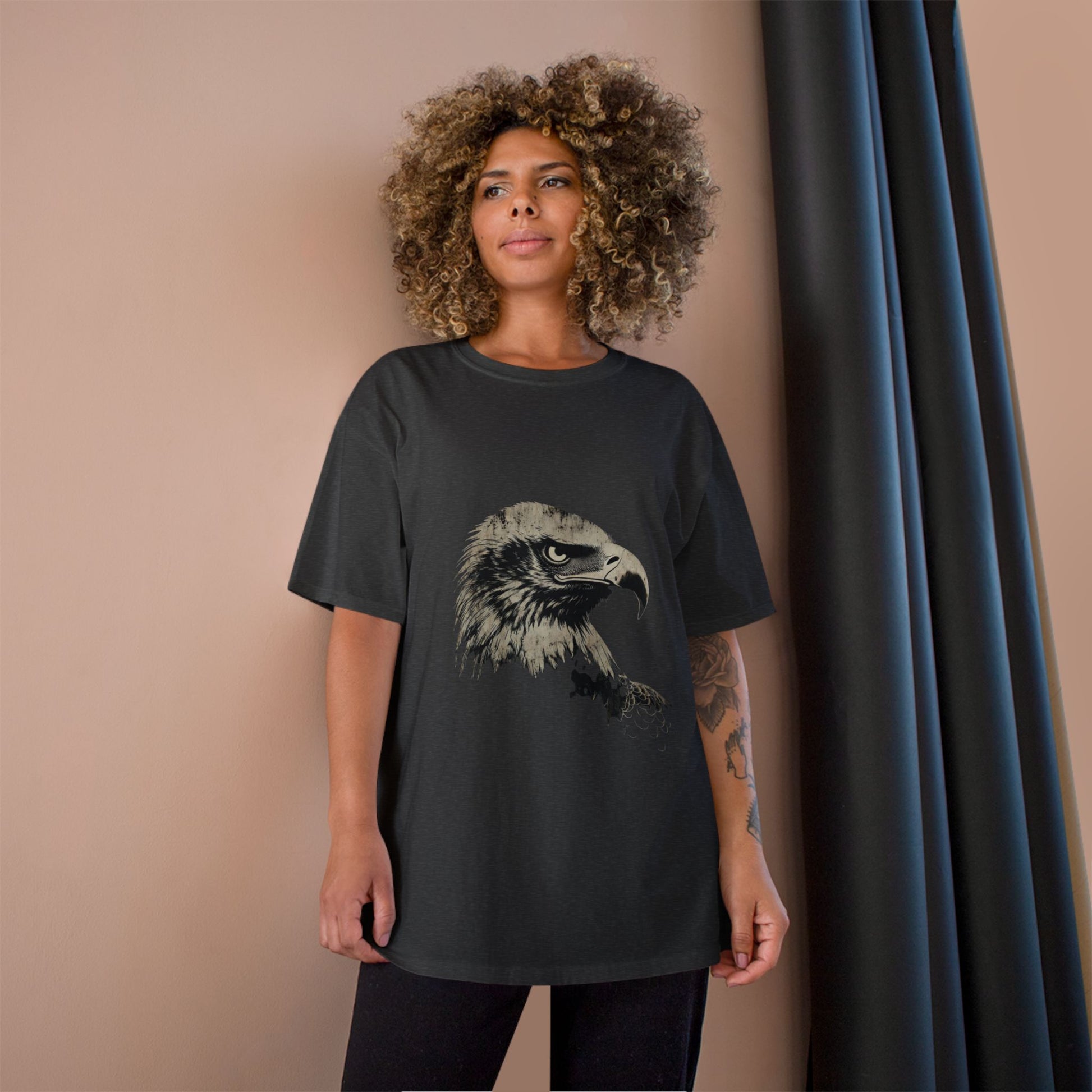 Heritage Eagle Head on a Champion Tee