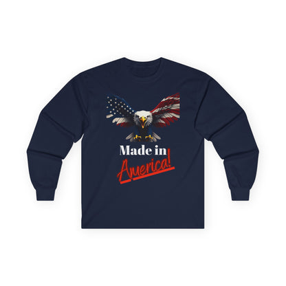 Made In America Patriotic Eagle on a long sleeve tee