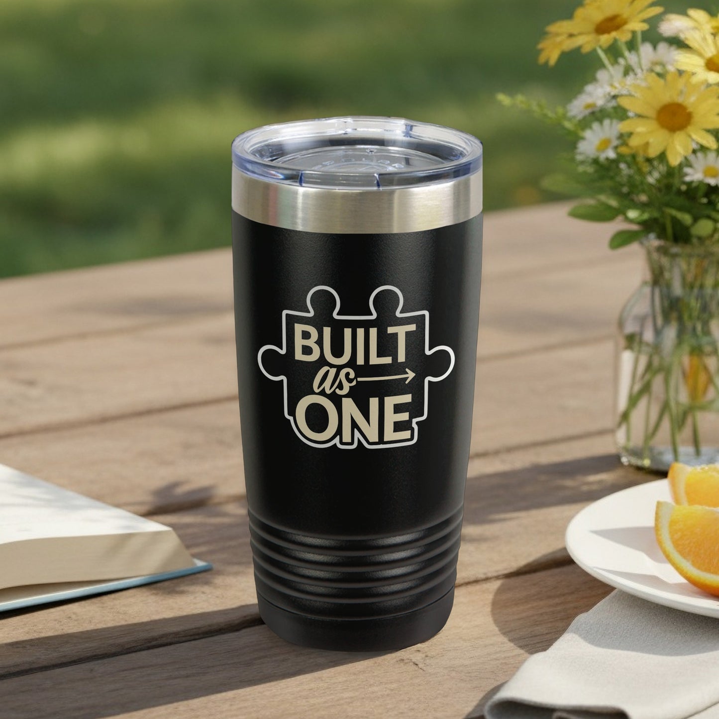 Built as One Puzzle Tumbler Mug for Motivational Drinks