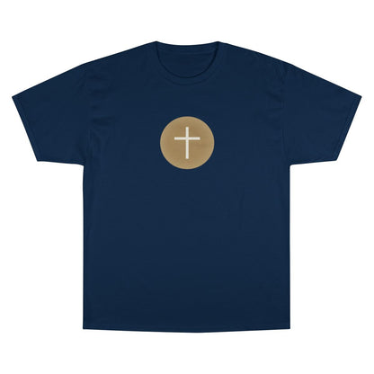 Navy Gold Circle White Cross T-Shirt product type