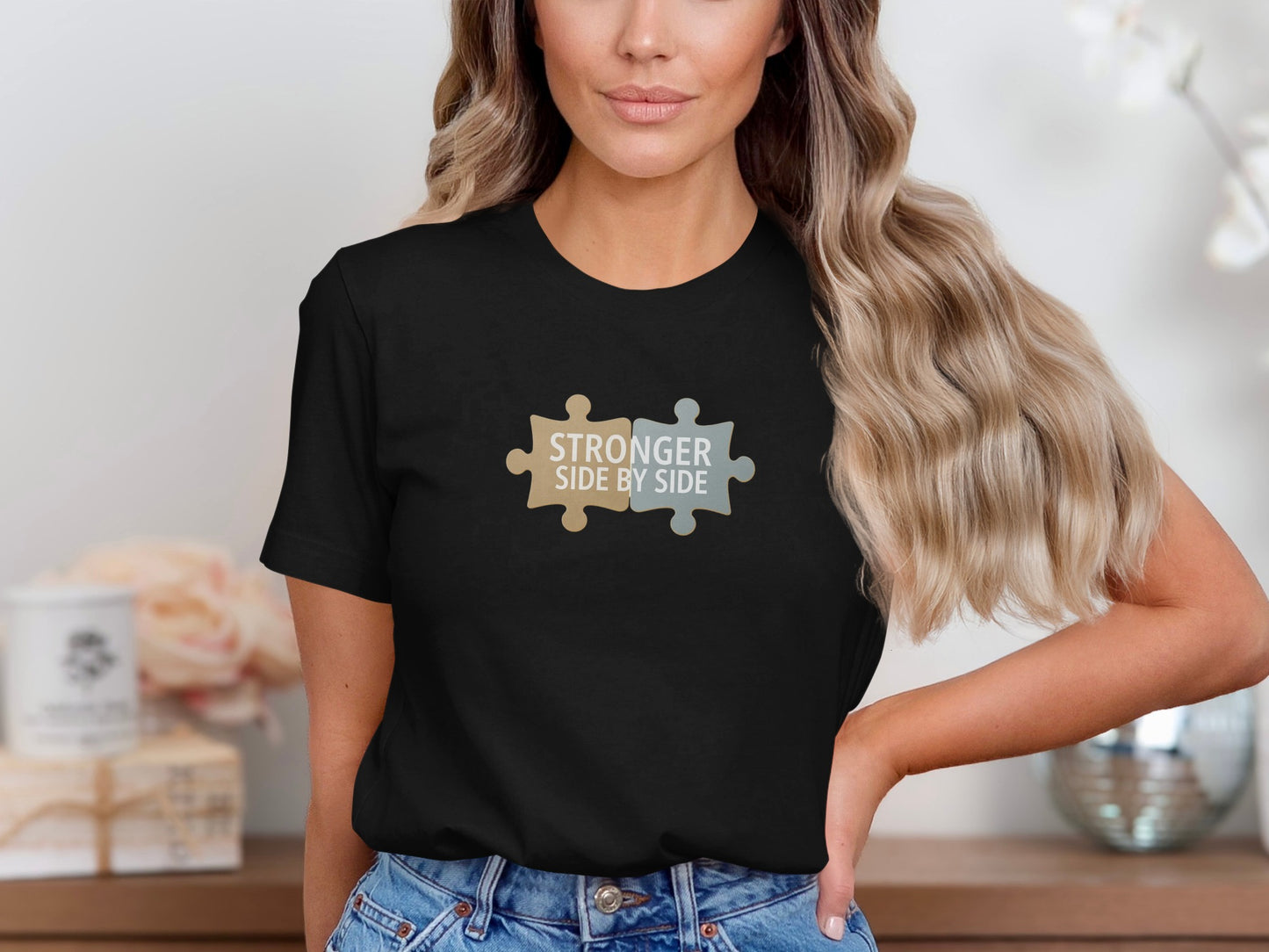 Stronger Side By Side Puzzle Piece Graphic Tee