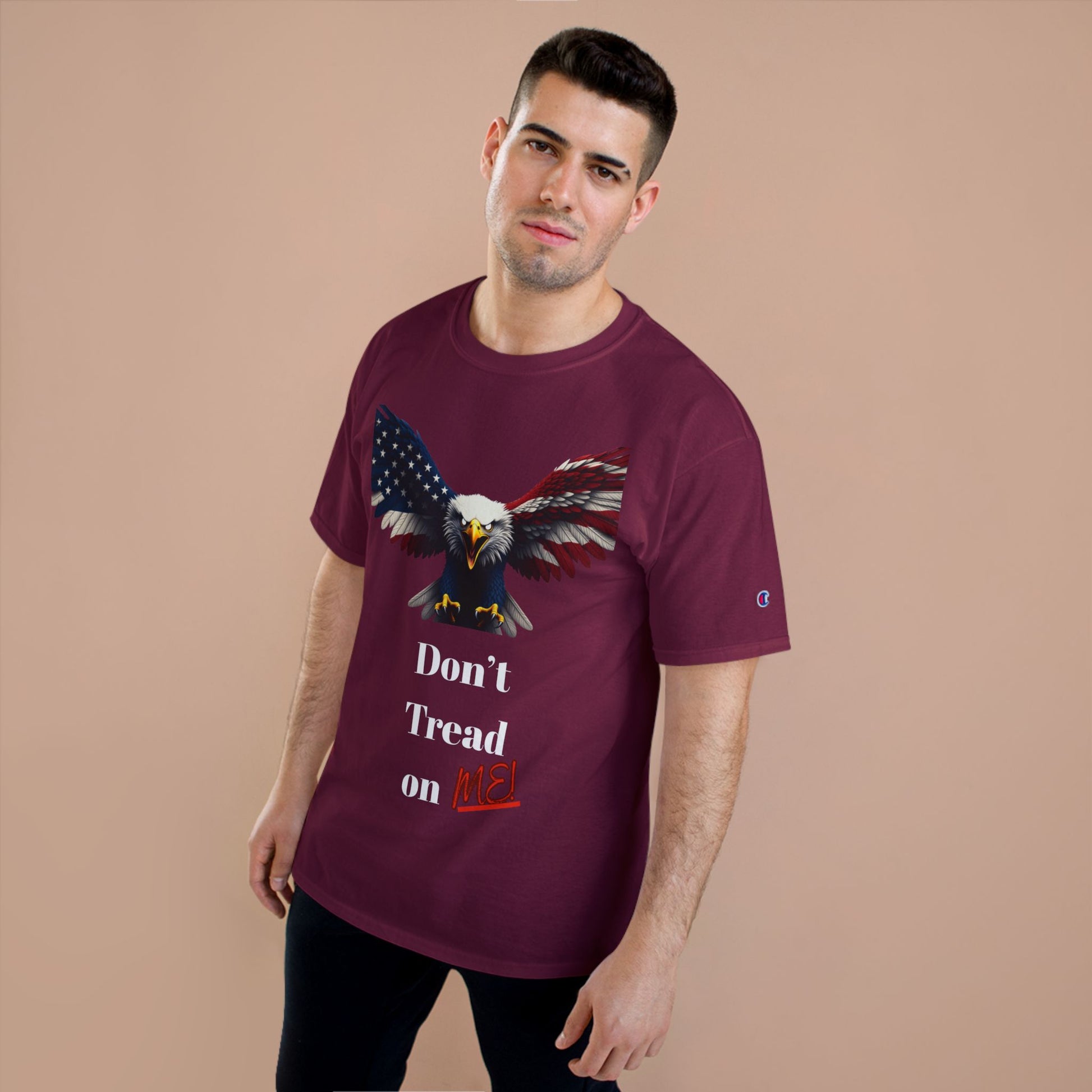Don't Tread On Me Patriotic Eagle on a Champion T-shirt