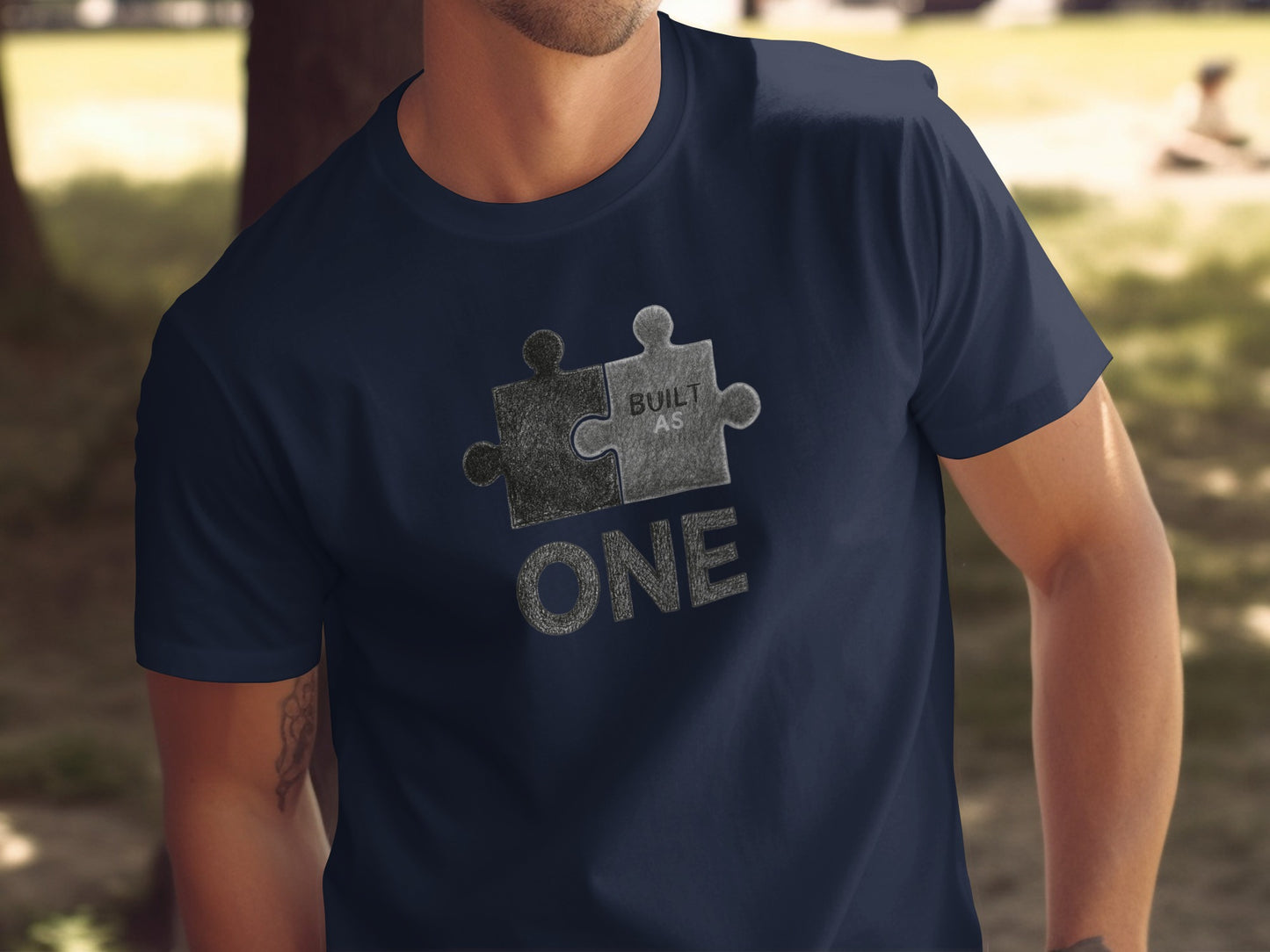 Built As One Puzzle Piece Graphic T-shirt