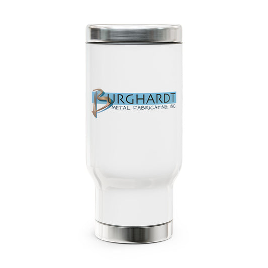 Burghardt Metal Fabricating, Inc., logo on a 14oz SS Travel Mug with Handle