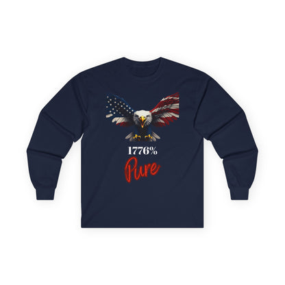 1776% Pure Patriotic Eagle on a long sleeve tee