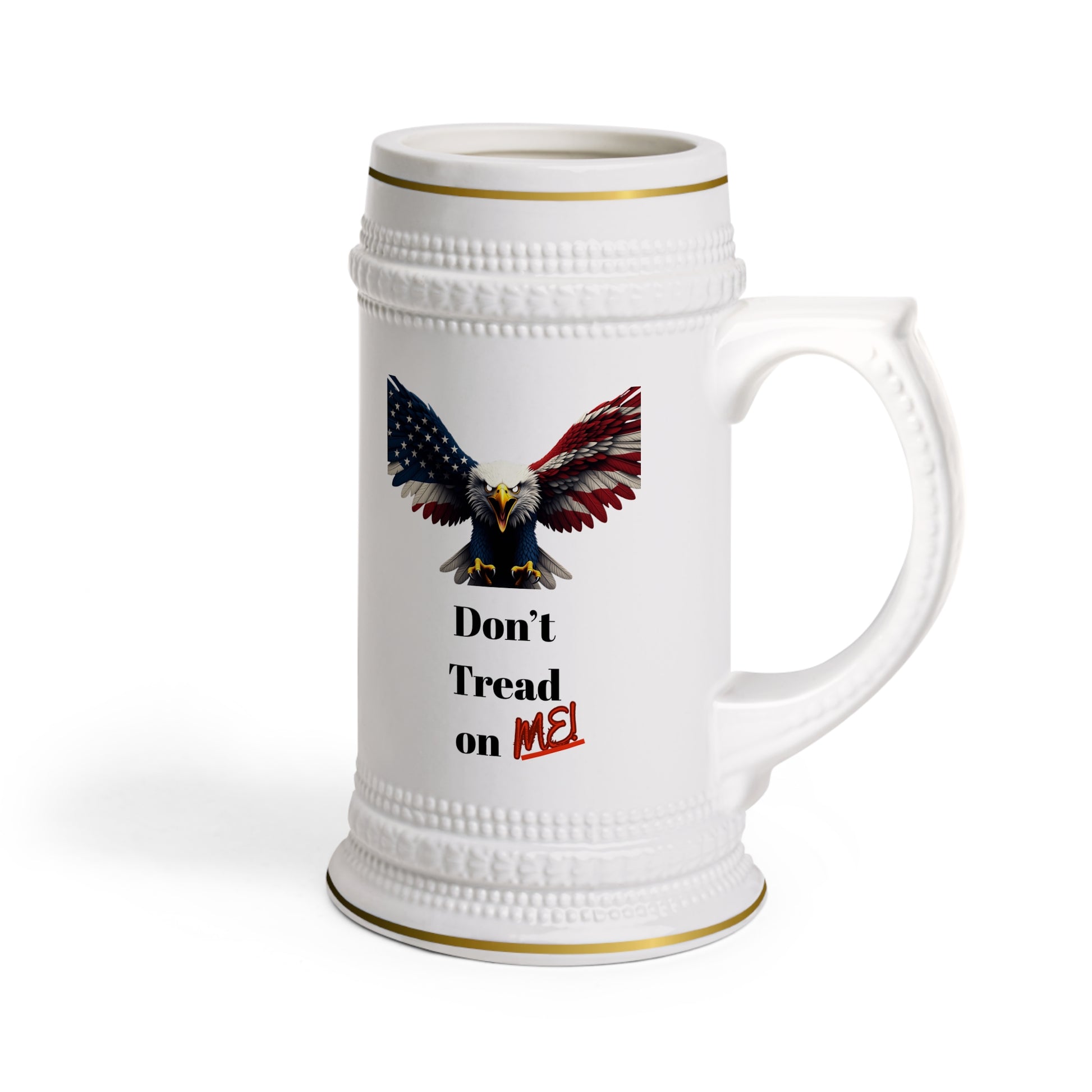 Don't Tread On Me Patriotic Eagle on a 22oz Ceramic Beer Stein