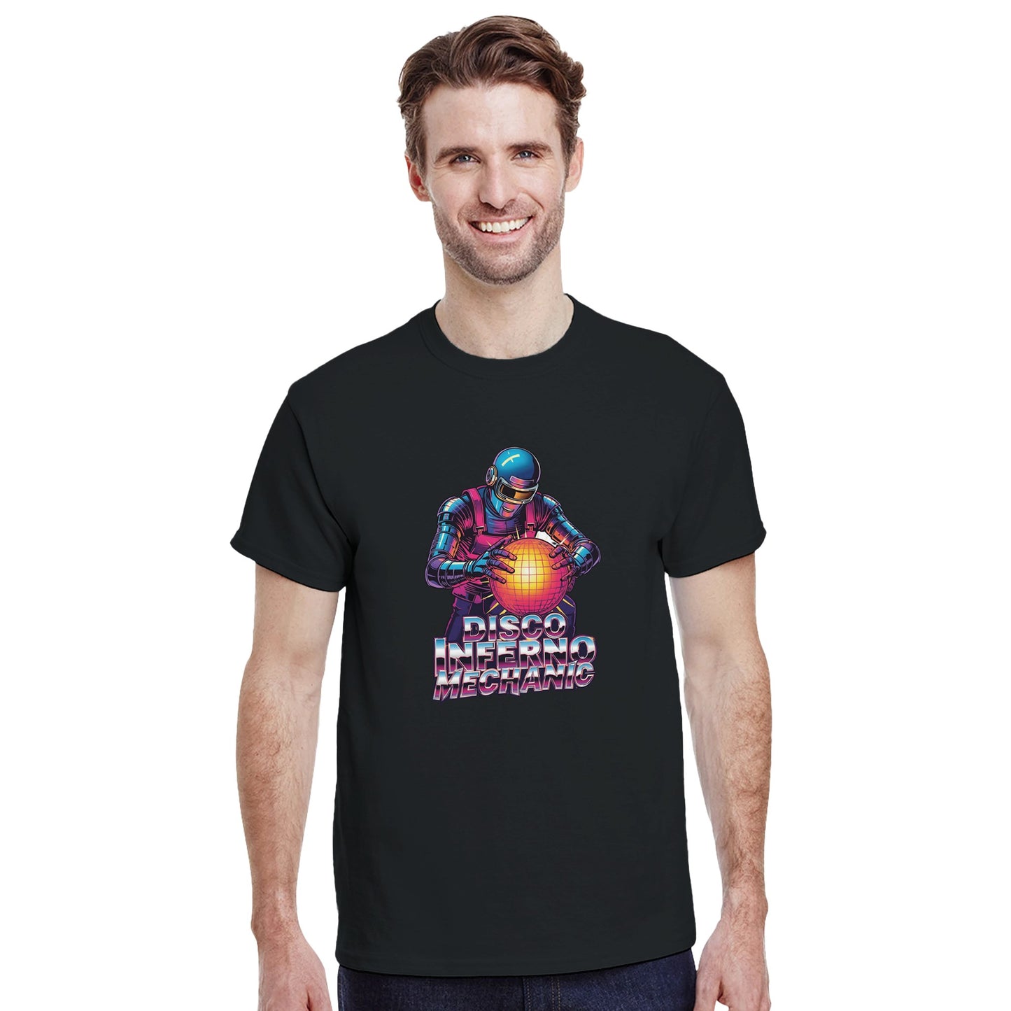 Disco Inferno Mechanic graphic design on a Heavyweight T-shirt