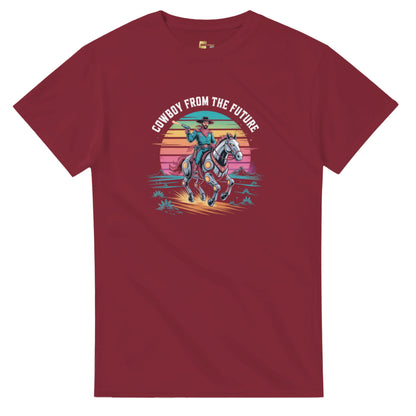 Retro-Futuristic Cowboy graphic design on a Heavyweight T-shirt