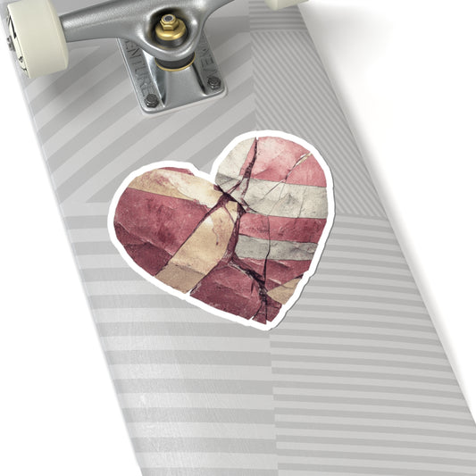 Heart with Cracked Texture Skateboard Deck Sticker