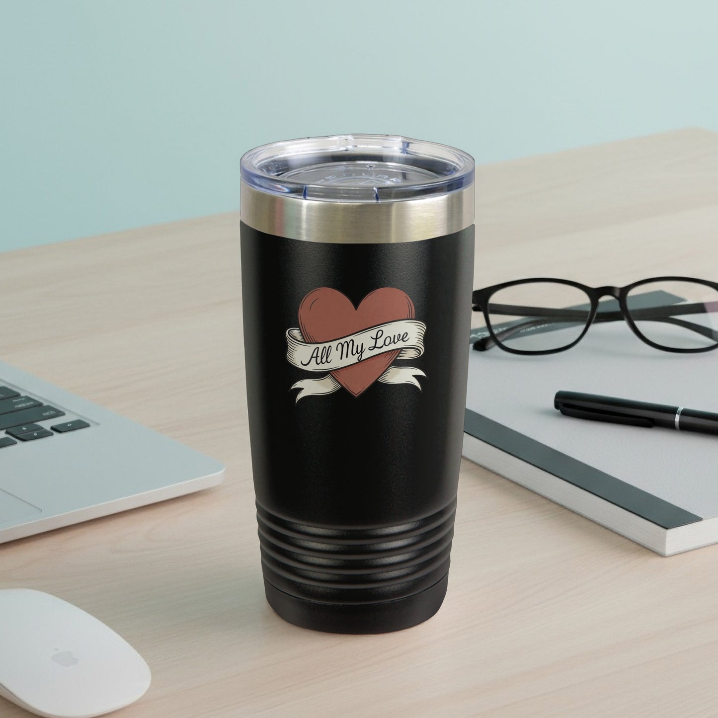 All My Love Heart Design Insulated Tumbler Cup