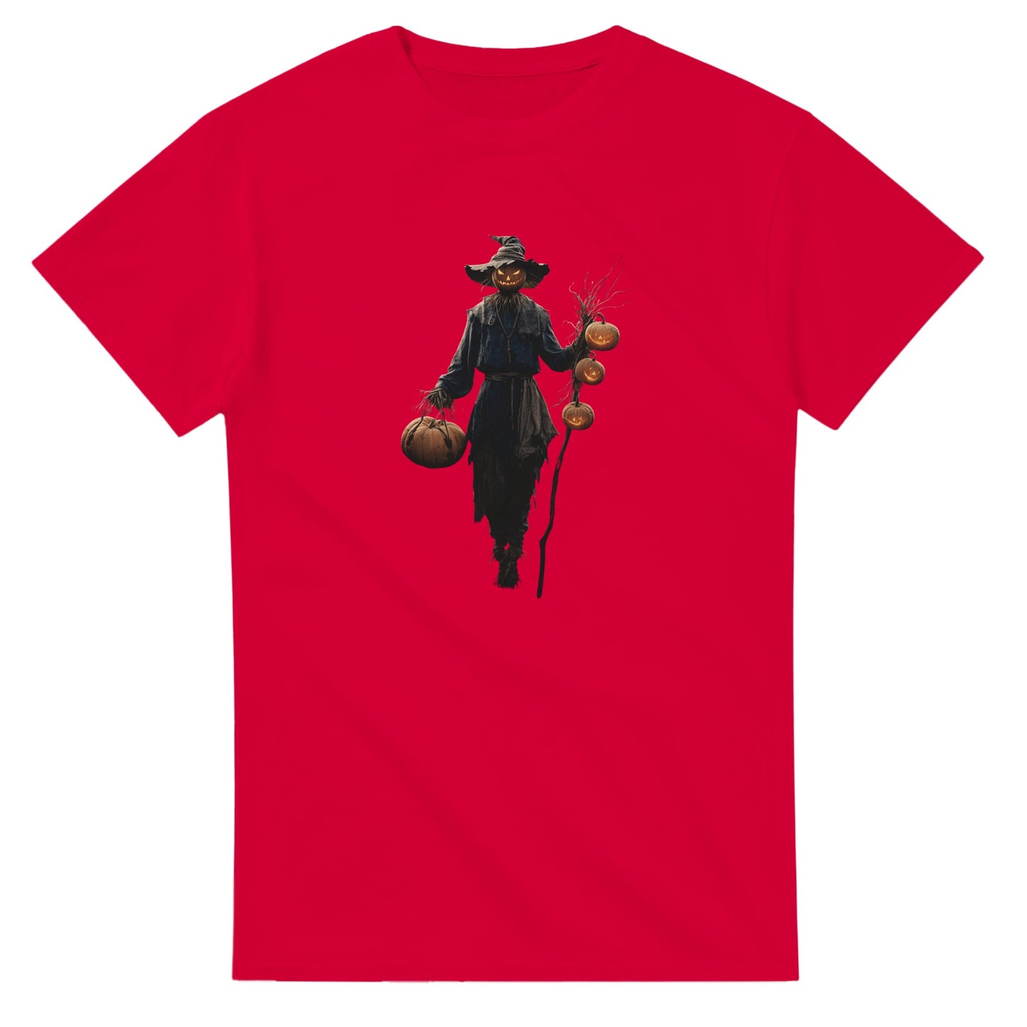 Spooky Scarecrow Jack-O'-Lantern on a Heavyweight T-shirt