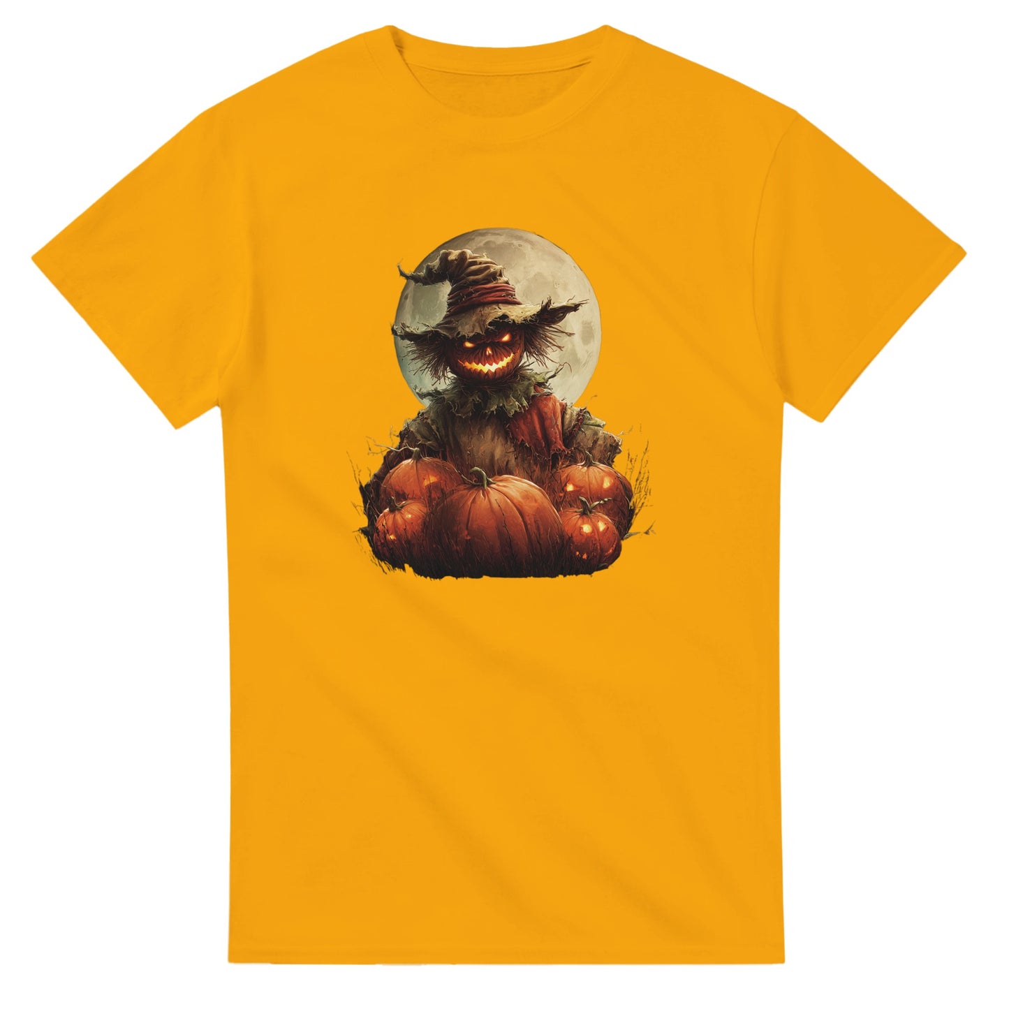 Spooky Scarecrow & Jack-O'-Lantern on a Heavyweight T-shirt