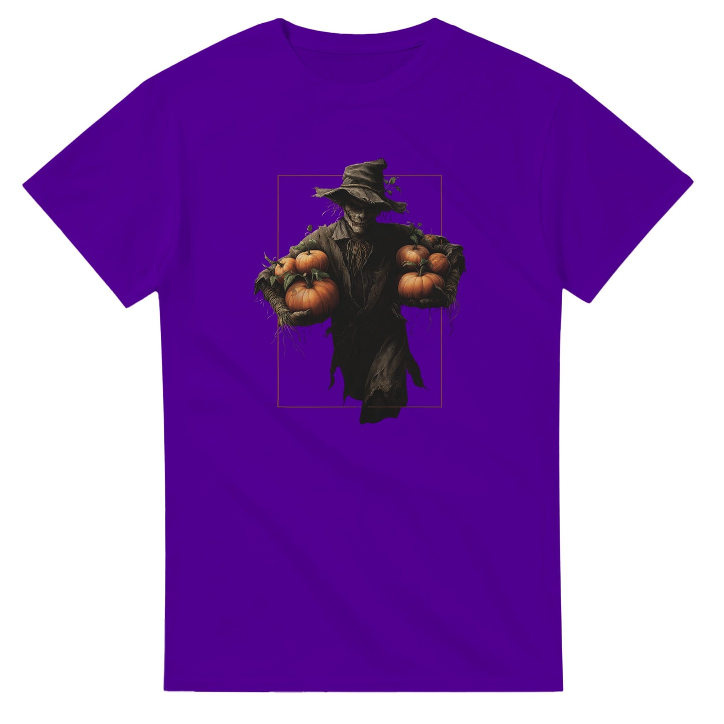 Spooky Harvest Scarecrow on a Heavyweight T-shirt