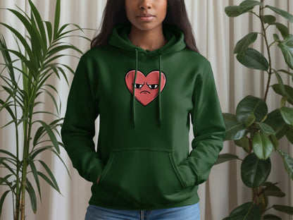 Green Hoodie with Angry Heart Graphic Design
