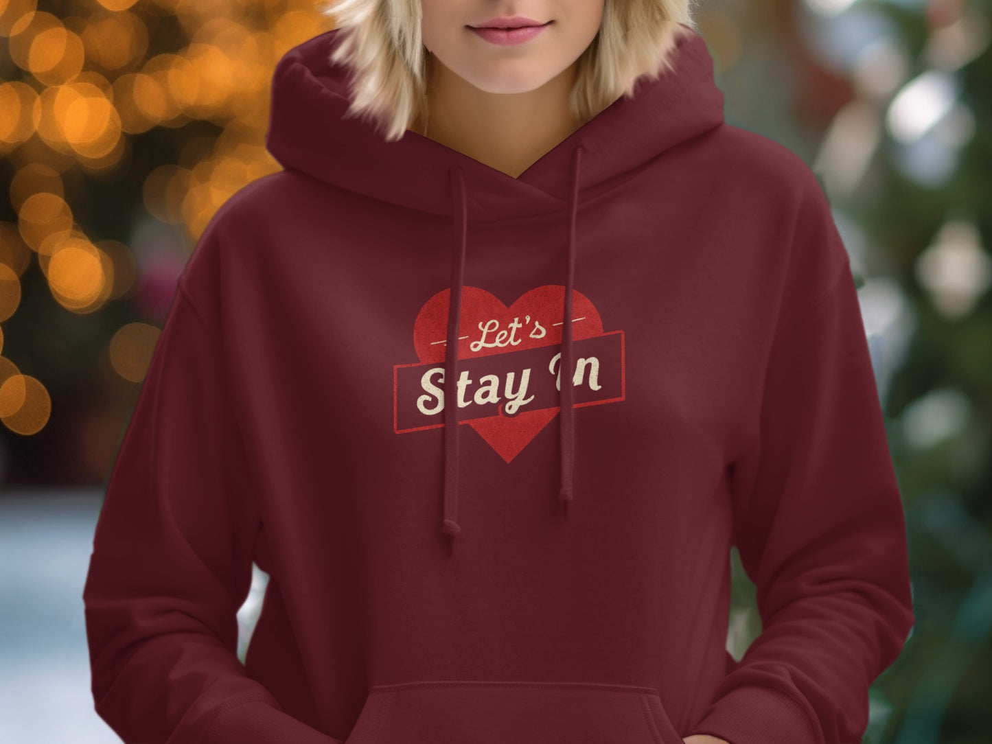 Cozy Let's Stay In Heart Hoodie Sweatshirt Product
