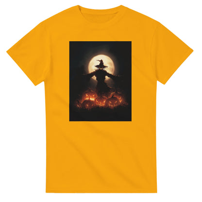 Spooky Scarecrow & Jack-O'-Lantern on a Heavyweight T-shirt