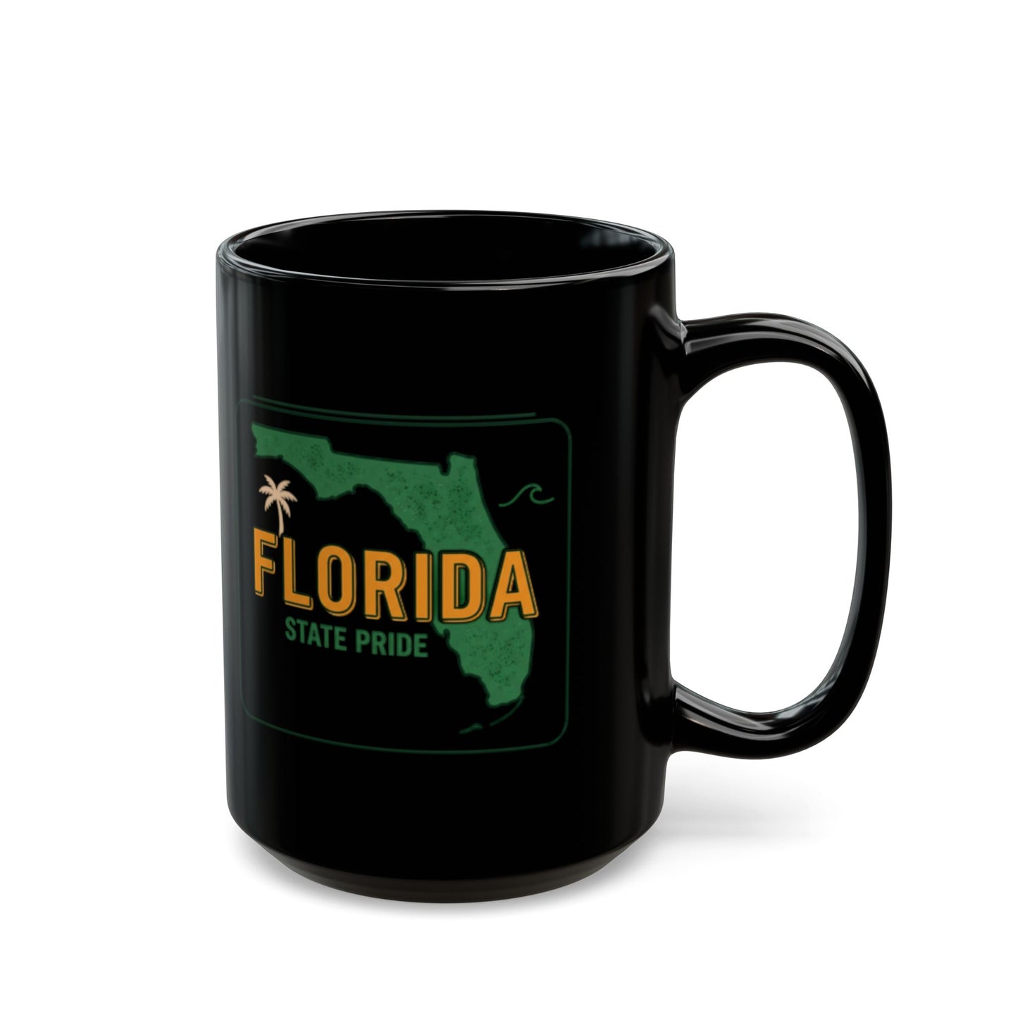 Black mug with "Florida Sunshine State" text and state outline.