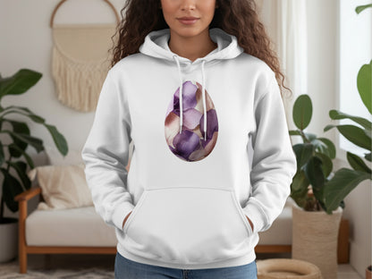 Floral Egg Design White Hoodie for Cozy Comfort