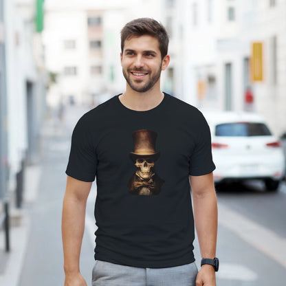 Victorian Gentleman Skull on a Heavyweight T-shirt