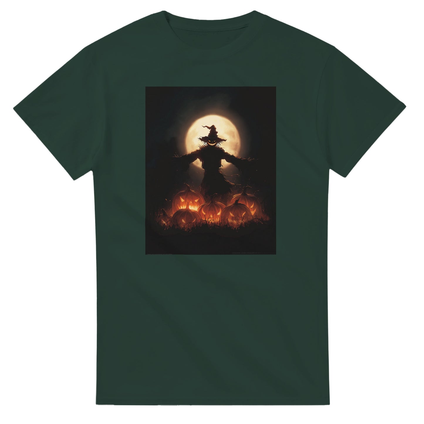 Spooky Scarecrow & Jack-O'-Lantern on a Heavyweight T-shirt
