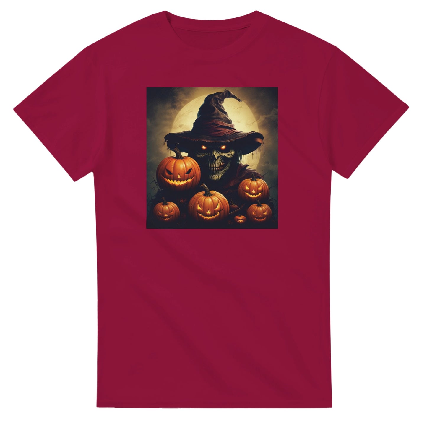 Spooky Skull Wizard & Jack-o'-Lanterns on a Heavyweight T-shirt