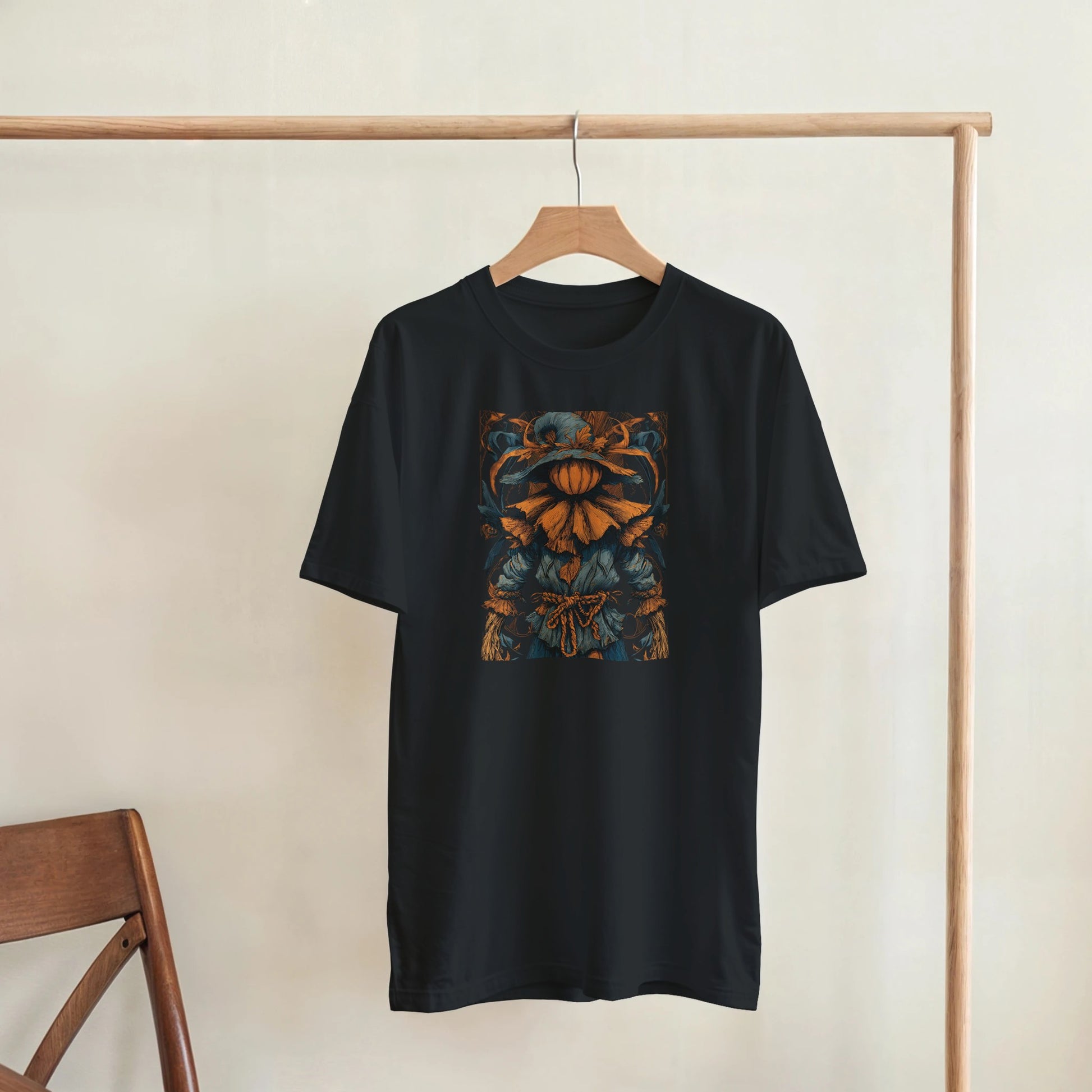 Autumn Harvest Scarecrow on a Heavyweight T-shirt
